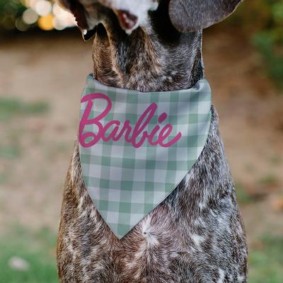 Show full view: Buckle-Down Barbie Script Plaid Slide-On Dog Bandana slide 4 of 6