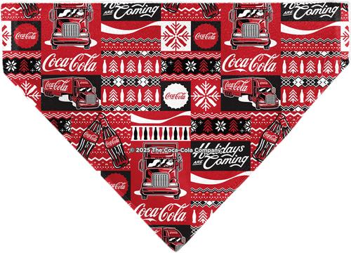 Show full view: Buckle-Down Christmas Coca-Cola Holiday Sweater Collage Slide-On Dog Bandana, Red slide 2 of 6