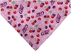 Buckle-Down Cherry Coke Cherries & Logo Scattered Slide-On Dog Bandana, Pink