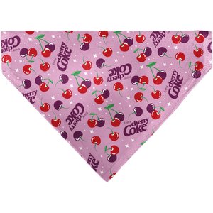 Buckle-Down Cherry Coke Cherries & Logo Scattered Slide-On Dog Bandana, Pink