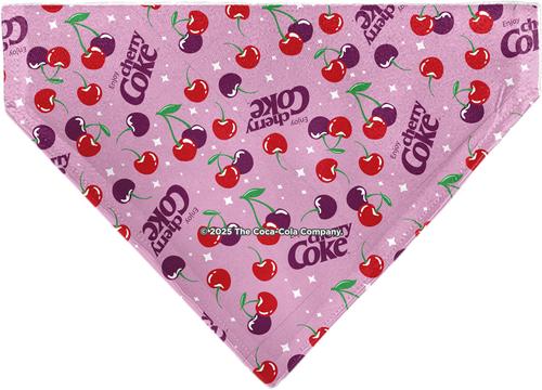 Show full view: Buckle-Down Cherry Coke Cherries & Logo Scattered Slide-On Dog Bandana, Pink slide 3 of 7