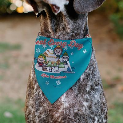 Show full view: Buckle-Down Elf Treat Everyday Like Christmas Buddy & Friends Pose Slide-On Dog Bandana, Blue slide 4 of 6