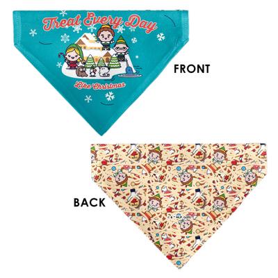Show full view: Buckle-Down Elf Treat Everyday Like Christmas Buddy & Friends Pose Slide-On Dog Bandana, Blue slide 3 of 6