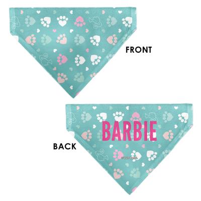 Show full view: Buckle-Down Barbie Bold Text Paw Print Icons Slide-On Dog Bandana slide 3 of 6