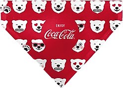 Buckle-Down Enjoy Coca-Cola Logo & Polar Bear Expressions Slide-On Dog Bandana, Red
