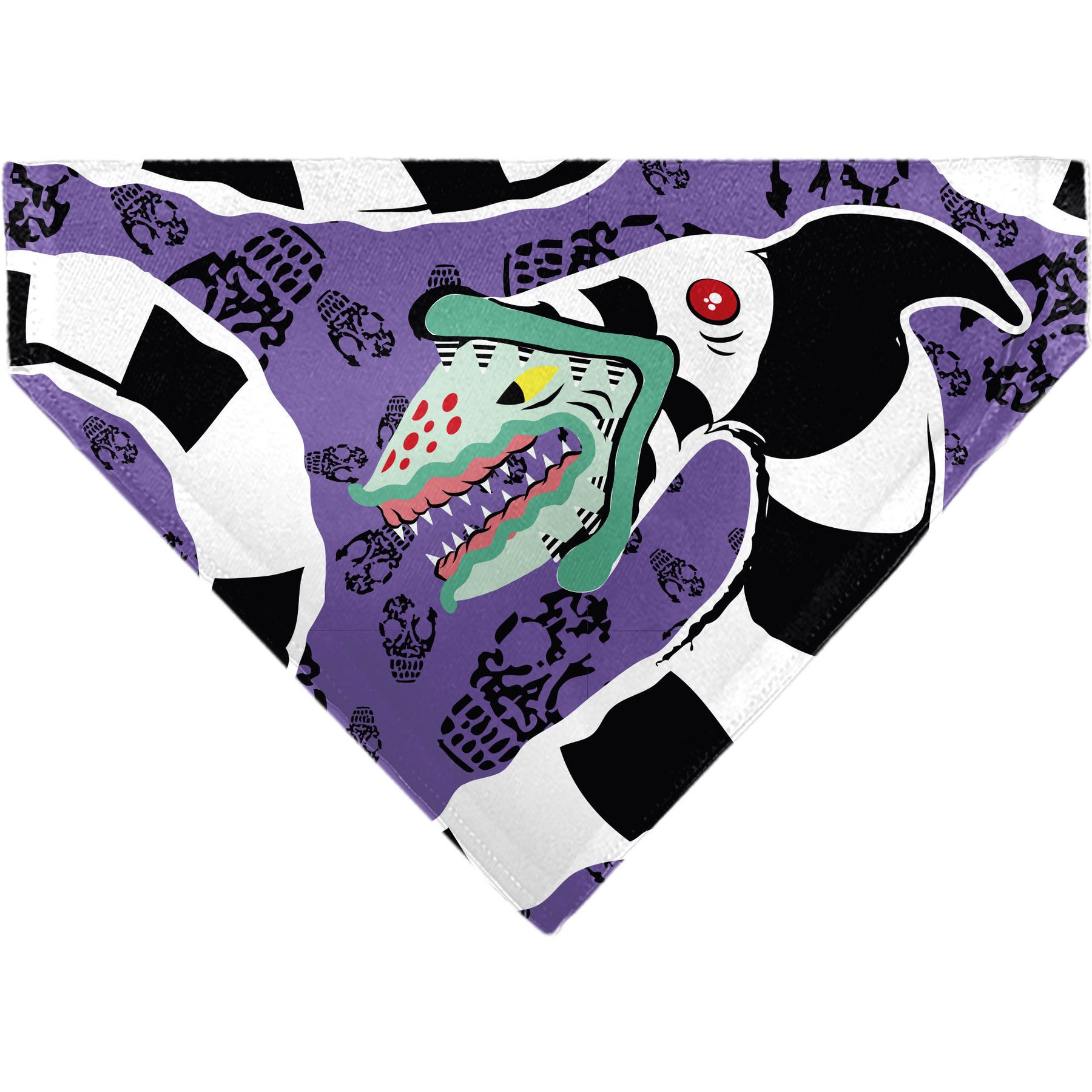 Buckle-Down Beetlejuice Sandworm Pose & Skulls Icon Slide-On Dog Bandana
