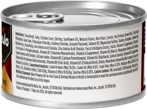 Show full view: Nulo Prowess All-in-One Essentials Tuna & Shrimp Pate in Broth Adult & Kitten Wet Cat Food, 2.8-oz can, case of 4 slide 3 of 12