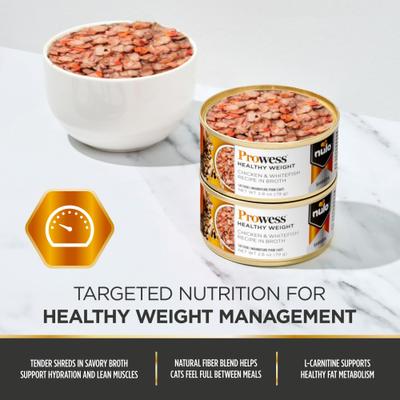 Show full view: Nulo Prowess Healthy Weight Chicken & Whitefish Shreds in Broth Adult Wet Cat Food, 2.8-oz can, case of 12 slide 5 of 12