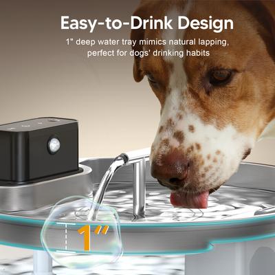 Show full view: Voluas Indoor Wireless Battery Operated Automatic Stainless Steel Dispenser Dog & Cat Water Fountain with Ultra-Silence Pump, Silver, 7-L slide 3 of 9