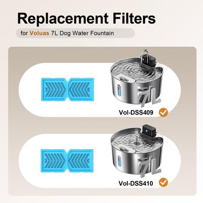 Show full view: Voluas Wireless Stainless Steel Dog Water Fountain Replacement Filters & Sponges, White, 9 count slide 5 of 7
