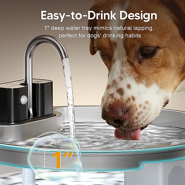 Show full view: Voluas Indoor Wireless Battery Operated Automatic Stainless Steel Dispenser Dog Water Fountain with Ultra-Quiet Pump, Silver, 7-L slide 8 of 8