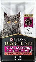 Purina Pro Plan Vital Systems 4-in-1 Formula Salmon & Rice Formula Senior Cat Food Dry, 5-lb bag