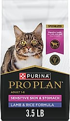 Purina Pro Plan Adult Sensitive Skin & Stomach Lamb & Rice Formula Dry Cat Food, 3.5-lb bag
