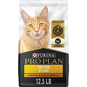 Purina Pro Plan Prime Plus Adult 7+ Chicken & Rice Formula Dry Cat Food, 12.5-lb bag