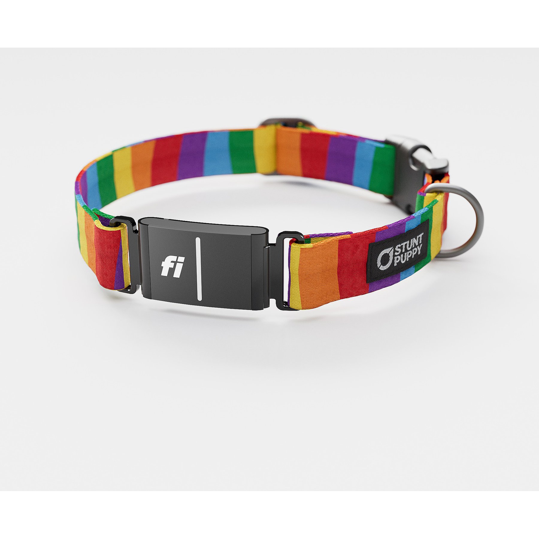 Stunt Puppy Rainbow Series 3 & 3+ Fi-Ready Polyester Dog Collar, X-Large: 19.5 to 30-in neck, 1-inch wide