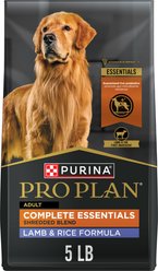 Purina Pro Plan Complete Essentials Adult Shredded Blend Lamb & Rice High Protein Formula with Probiotics Dry Dog Food, 5-lb bag