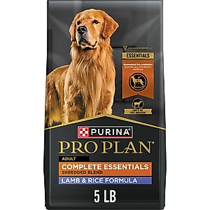 Purina Pro Plan Complete Essentials Shredded Adult Blend Lamb & Rice with Probiotics Dry Dog Food, 5-lb bag