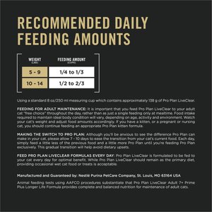 Purina Pro Plan LIVECLEAR Adult 7+ Prime Plus Longer Life Formula Dry Cat Food, 5.5-lb bag