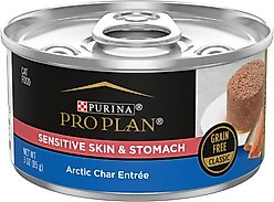 Purina Pro Plan Focus Sensitive Skin & Stomach Classic Arctic Char Grain-Free Entree Canned Cat Food, 3-oz can, case of 24