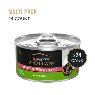 Show full view: Purina Pro Plan Focus Sensitive Skin & Stomach Classic Duck Grain-Free Entree Canned Cat Food, 3-oz, case of 24 slide 3 of 13