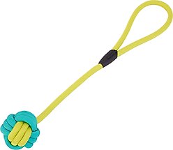 Critta Fitta Interactive Rope Dog Ball Toy, Yellow + Teal