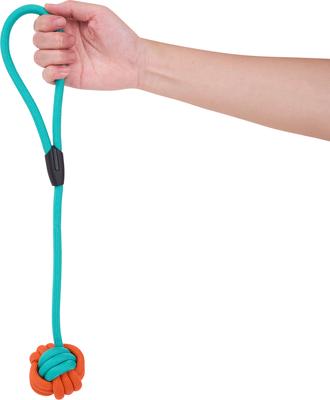 Show full view: Critta Fitta Interactive Rope Dog Ball Toy, Teal + Orange slide 5 of 5