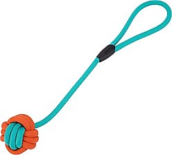 Critta Fitta Interactive Rope Dog Ball Toy, Teal + Orange