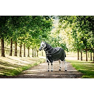 Horseware Ireland Rambo 1680D Plus 250g Vari-Layer Horse Turnout, Black / Thunderstorm Grey / Silver, 81 inches