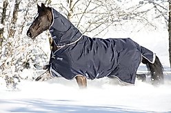Horseware Ireland Rambo Duo Plus 100g + 300g Horse Turnout, Navy / Sky Blue / Brown, 87 inches slide 1 of 2