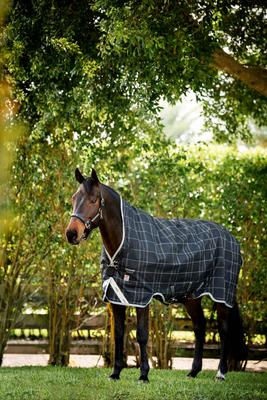Show full view: Horseware Ireland Rhino Wug 450g Vari-layer Horse Turnout, Black / Grey / White Check / Gray, 75 inches slide 2 of 5