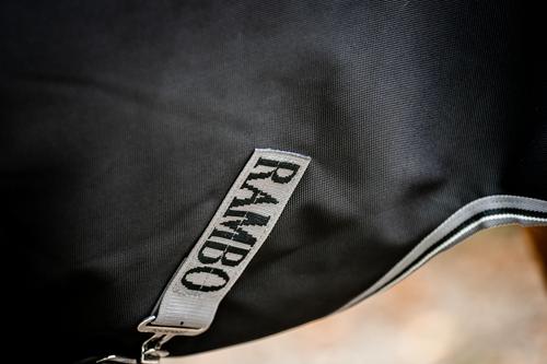 Show full view: Horseware Ireland Rambo 1680D Plus 450g Vari-Layer Horse Turnout, Black / Thunderstorm Grey / Silver, 81 inches slide 3 of 5