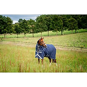 Horseware Ireland Rhino Plus 450g Vari-Layer Horse Turnout, Navy / Titanium Grey / Classic Blue, 75 inches