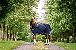 Horseware Ireland Rambo 1680D Plus 250g Vari-Layer Horse Turnout, Navy / Thunderstorm Grey / Silver, 81 inches