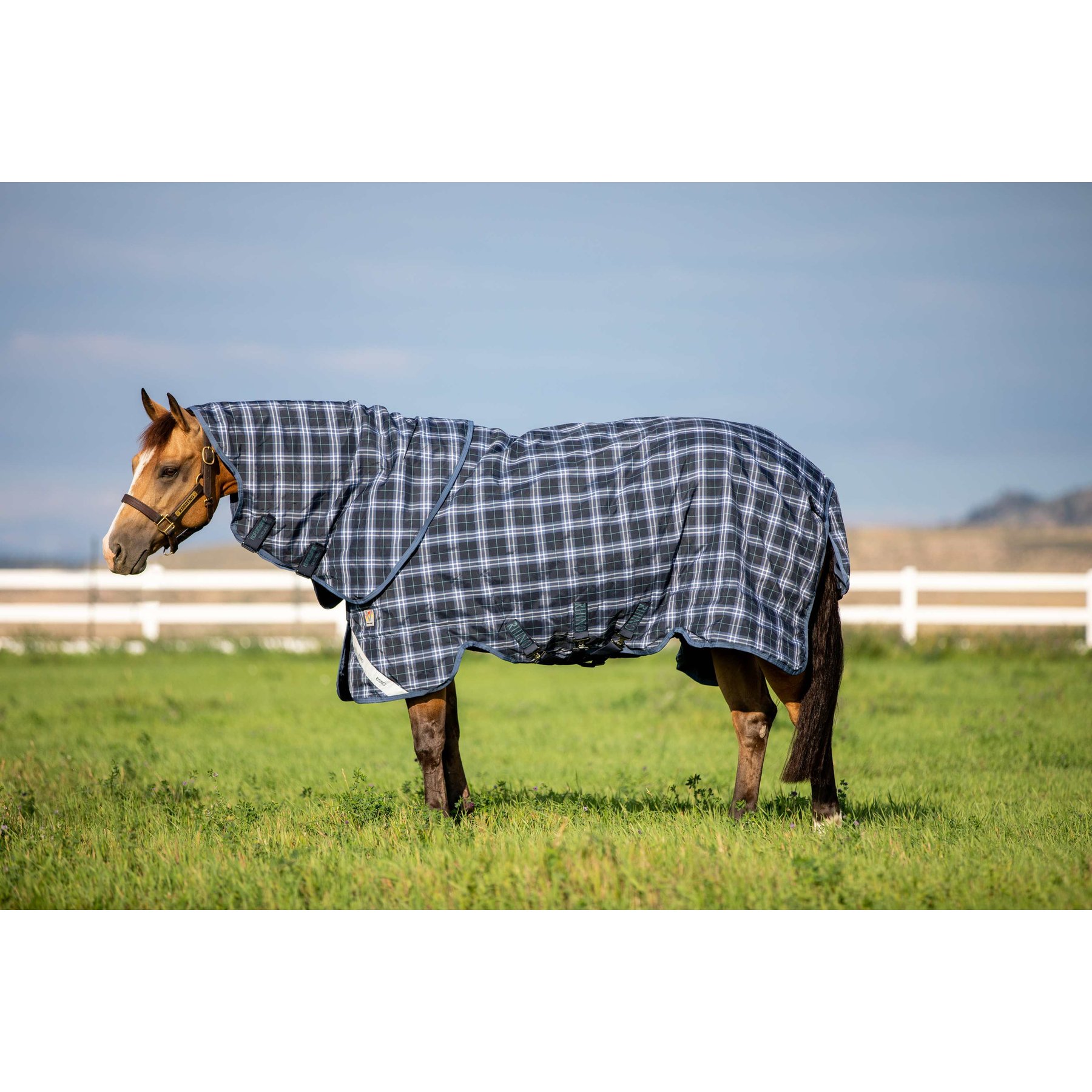 Horseware Rhino Plus 0g Horse Turnout, Navy Check / Indigo, 84 inches
