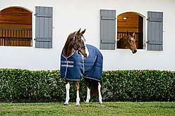 Horseware Ireland Rambo Embossed Lining 100g Horse Stable Sheet, Navy / Thunderstorm Grey / Silver, 78 inches