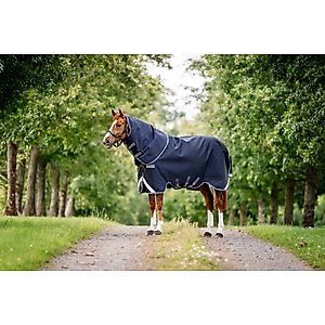 Horseware Ireland Rambo 1680D Plus 0g Horse Turnout, Navy / Thunderstorm Grey / Silver, 66 inches