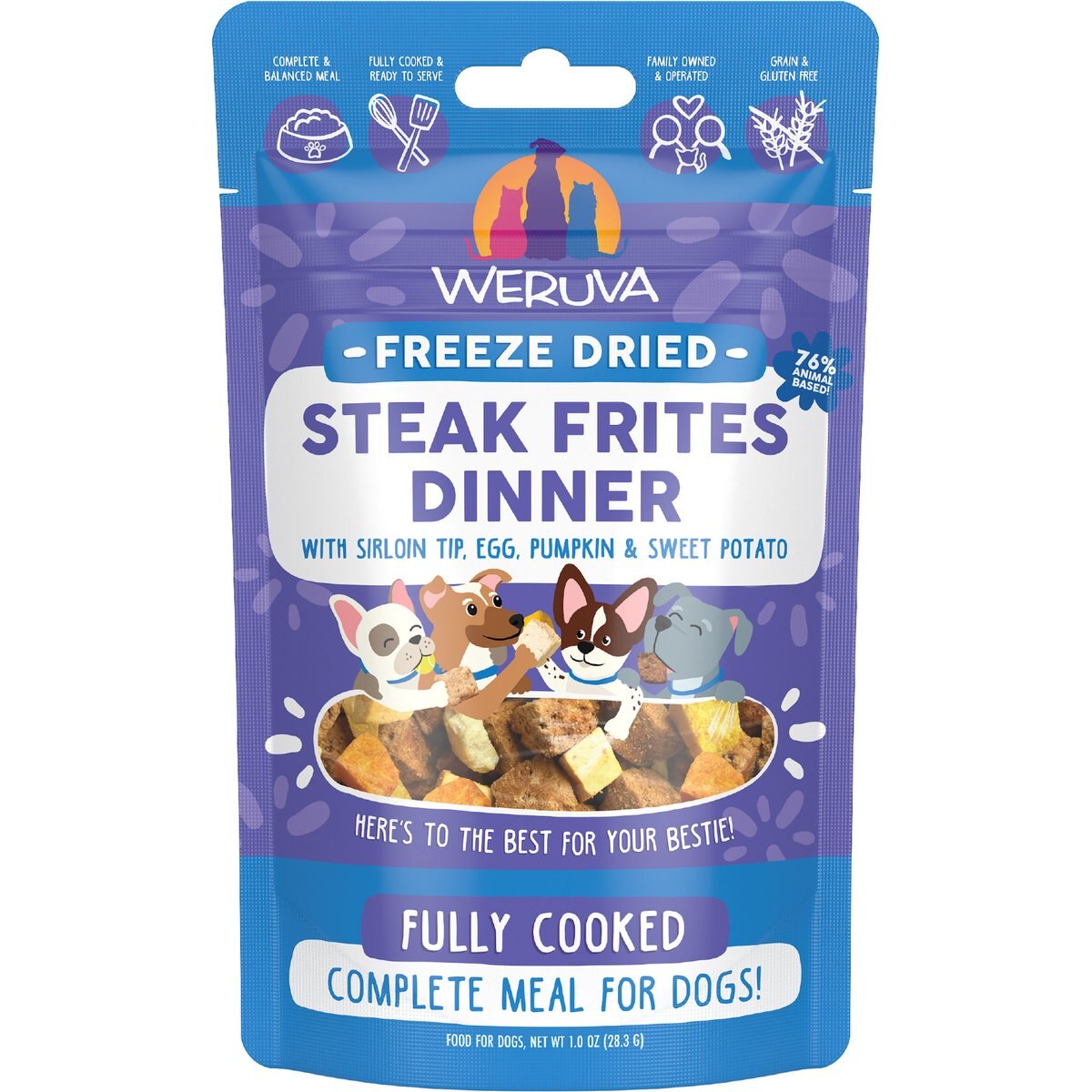 Weruva Steak Frites Dinner Freeze-Dried Dog Food, 1-oz bag
