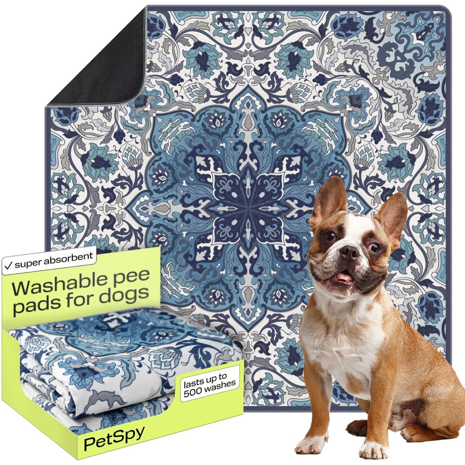 PetSpy Ornament Pattern Washable Dog Pee Pads, 72 x 72-in