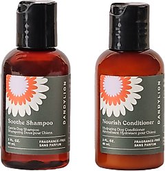Dandylion Mini Travel Set Soothe Gentle Cleansing Dog Shampoo & Nourish Gentle Hydrating Dog Conditioner, 2.03-fl oz bottle, 2 count
