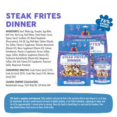 Show full view: Weruva Steak Frites Dinner Freeze-Dried Dog Food, 5.5-oz bag slide 5 of 13