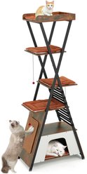 Erinnyees 72-in Wood Cat Tree Tower with Washable Cushions, Brown slide 1 of 8
