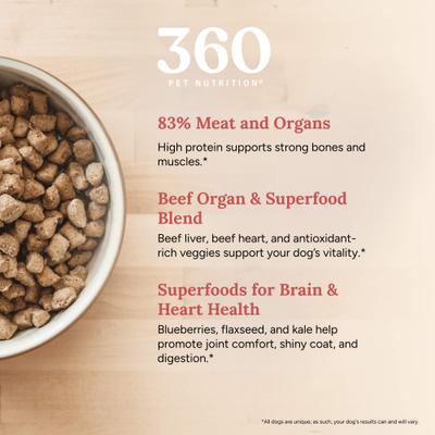 Show full view: 360 Pet Nutrition Beef Grain-Free Adult Freeze-Dried Dog Food, 48-oz bag slide 4 of 7