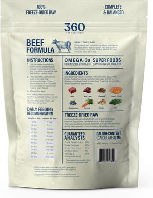 Show full view: 360 Pet Nutrition Beef Grain-Free Adult Freeze-Dried Dog Food, 5-oz bag slide 3 of 7