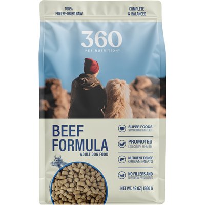 360 Pet Nutrition 360 Pet Nutrition Beef Grain-Free Adult Freeze-Dried Dog Food, 48-oz bag