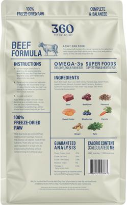 Show full view: 360 Pet Nutrition Beef Grain-Free Adult Freeze-Dried Dog Food, 48-oz bag slide 3 of 7