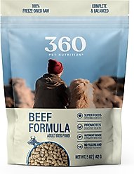 360 Pet Nutrition Beef Grain-Free Adult Freeze-Dried Dog Food, 5-oz bag
