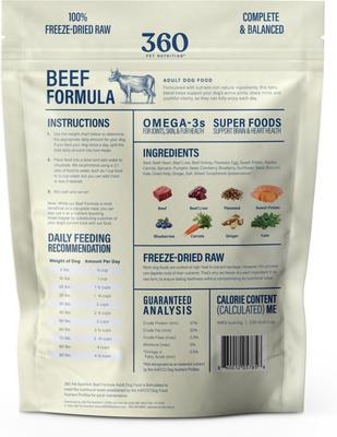 Show full view: 360 Pet Nutrition Beef Grain-Free Adult Freeze-Dried Dog Food, 16-oz bag slide 3 of 7