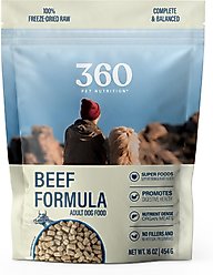 360 Pet Nutrition Beef Grain-Free Adult Freeze-Dried Dog Food, 16-oz bag slide 1 of 6