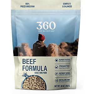 360 Pet Nutrition Beef Grain-Free Adult Freeze-Dried Dog Food, 16-oz bag