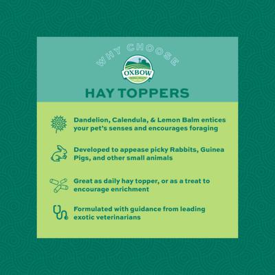 Show full view: Oxbow Premium Timothy Hay Meadow Blend Small Animal Feed Topper, 2-oz bag slide 6 of 7